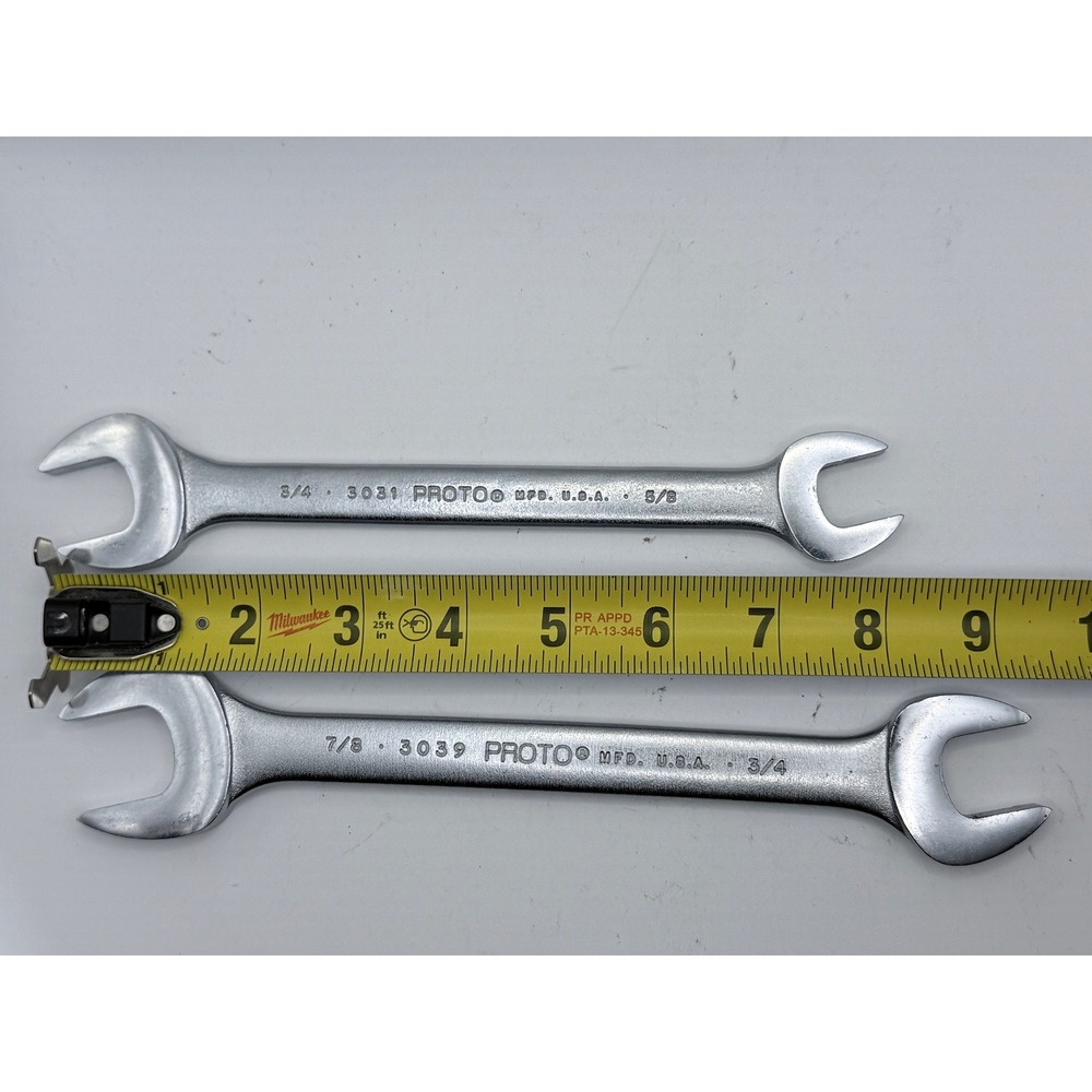 Proto Open End Wrench Set 3/4 5/8 7/8 Silver 3031 3039 USA Professional